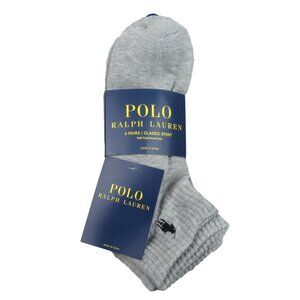 Polo Ralph Lauren Classic Sport Low Cut Socks Men's Size 6-13 Grey (6-Pack) NEW